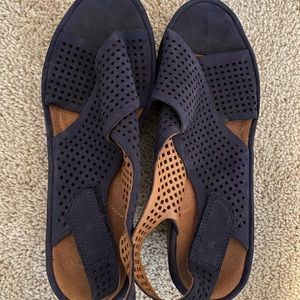 Navy Clarks wedges size 8
